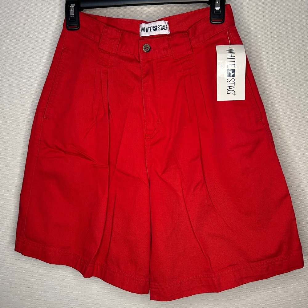 White Stag Red High Rise Pleated Cotton Shorts 8 NWT Preppy Nautical 4th of July